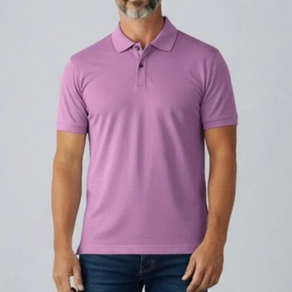 Banana Republic Luxury Touch Polo Shirt Large Purple Lilac 100% Cotton NWT